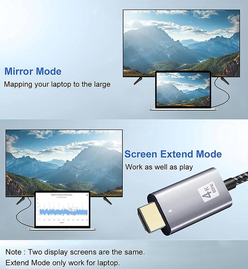 QCEs USB C to HDMI Cable, USB-C to HDMI Adapter Cable 6Ft 4K60Hz Video Output to TV/Monitor/Mini Projector, Thunderbolt 4 to HDMI Compatible with iPhone 17 16 15, MacBook Pro, iPad, Galaxy S24 - Image 4